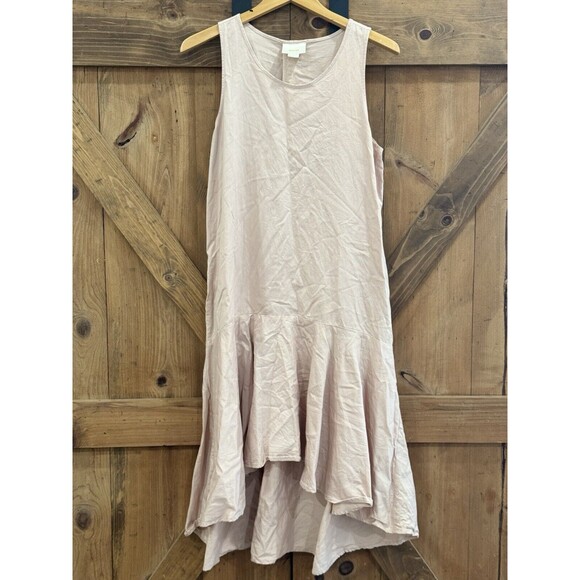 ANTHROPOLOGIE Maeve Camilla Blush Pink Drop Waist Dress High Low Hem Sz L - Picture 4 of 6